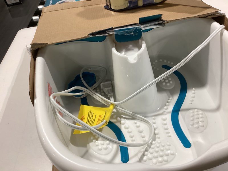 Condition photo showing Good Condition for homedics bubble mate foot spa, toe touch controlled foot bath with invigorating bubbles and splash proof, raised massage nodes and removable pumice stone