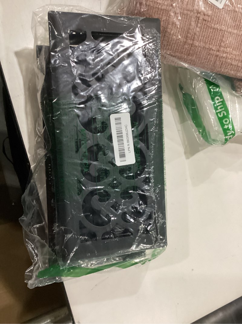 Condition photo showing As Is for 4x10 Inches 2 Pack Heavy Duty Walkable Floor Register Easy Adjust Air Supply Lever Floor Vents - Charlotte Design - Vent Cover for Home Floor - Matte Black 4x10 Inches Matte Black 2PCS