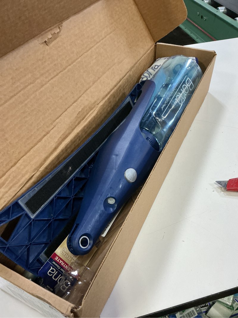 Condition photo showing As Is for bona hardwood floor premium spray mop - includes wood floor cleaning concentrate and machine washable microfiber cleaning pad - dual zone cleaning design for faster cleanup hardwood - concentrate