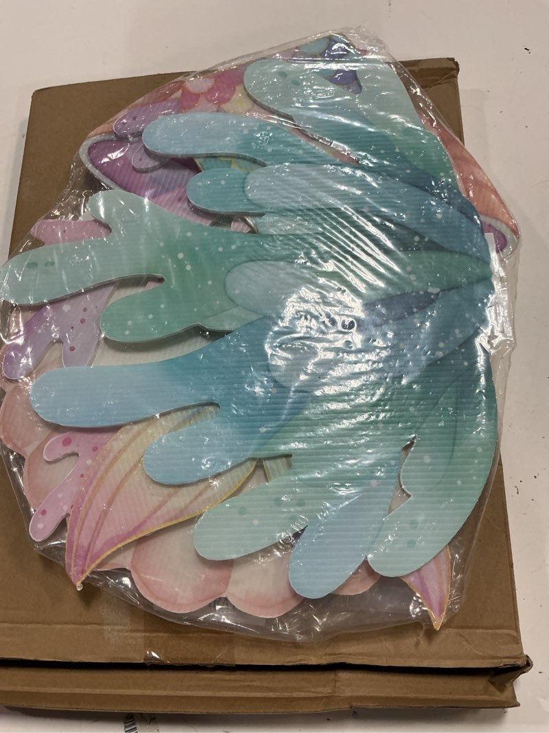 Condition photo showing Good Condition for novabright 4 pcs large mermaid birthday decorations mermaids photo booths props under the sea baby shower party decoration plastic clam shell, coral, stand mermaid tail ocean cutouts party decor