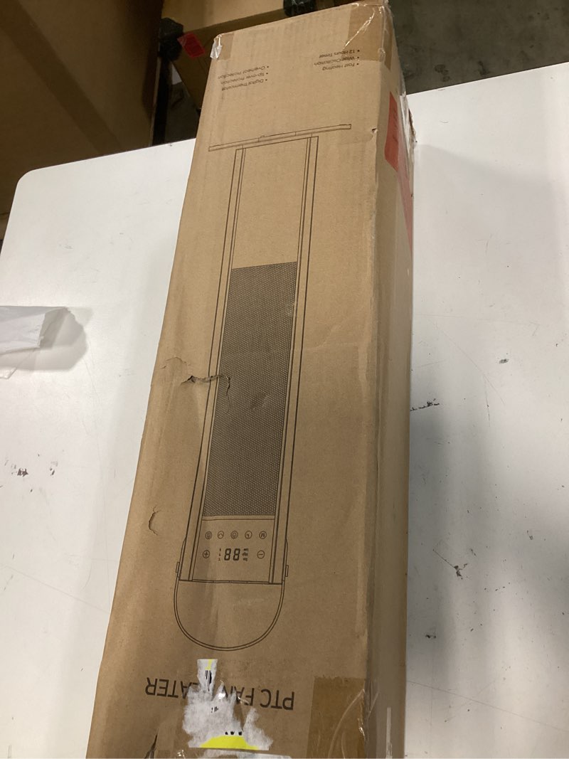 Condition photo showing As Is for Space Heaters Indoor Use, 26" 12ft/s Electric Heater with Remote, 1500W Electric Heaters with 75°Oscillation, 1-12H Timer, PTC Electric Heater for Large Room, Bedroom Home Office 26" Glossy Black