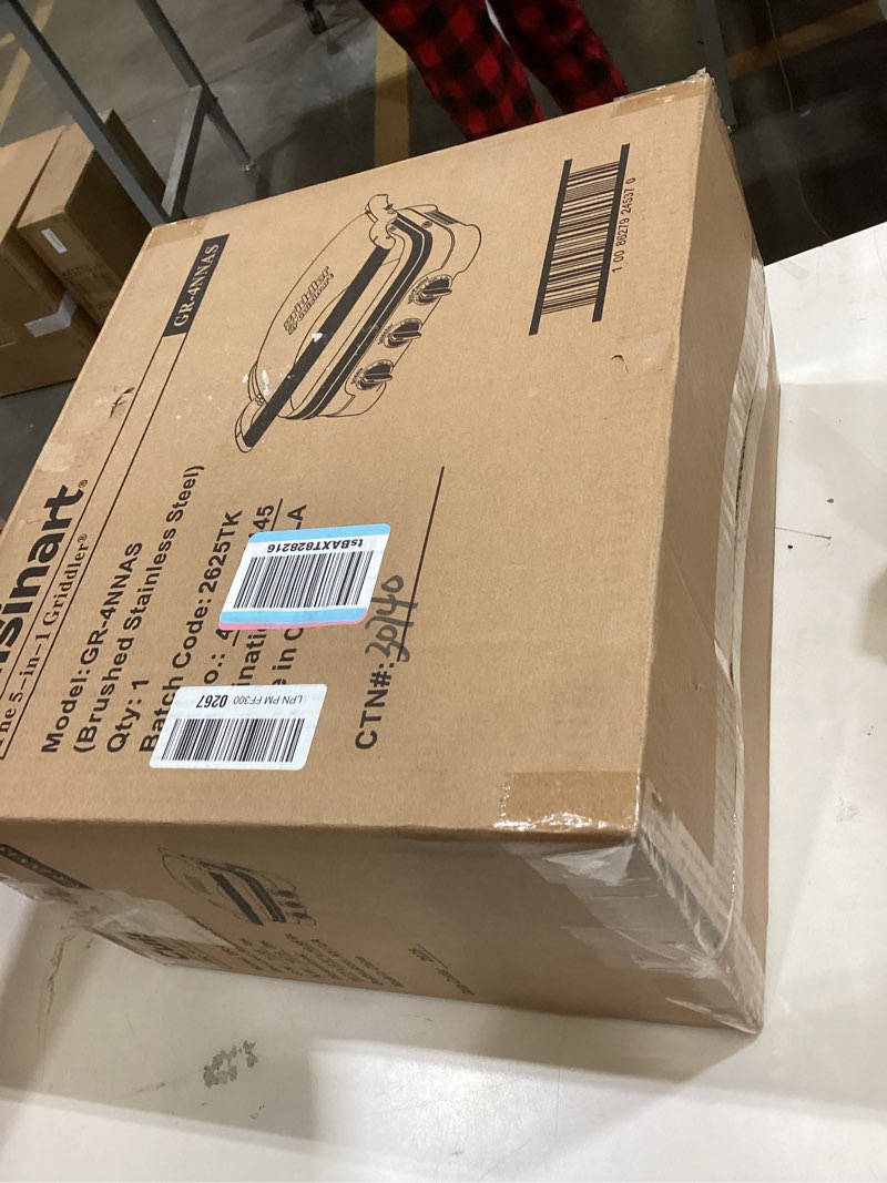 Condition photo showing As Is for Cuisinart Griddler Indoor Grill, Panini Press, Sandwich Maker & More, 5-in-1 Grilling, Dishwasher-Safe Nonstick Cooking Plates, GR-4NNAS, Stainless Steel New 5-in-1