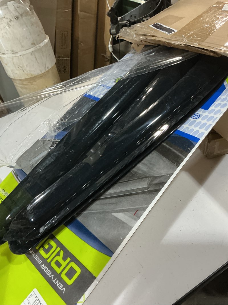 Condition photo showing As Is for auto ventshade [avs] outside mount rain guards for 2009-2024 dodge ram 1500 (19-24 classic body), crew cab only; 10-25 ram 2500/3500 mega/crew cab only | window vent visors, 4 pcs. - smoke | 94109