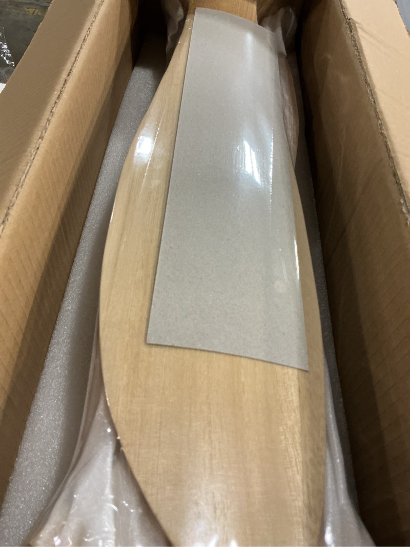 Condition photo showing Good Condition for 52 inch Ceiling Fans with Lights and Remote, 3 Natural Wood Blades, Modern Indoor/Outdoor Ceiling Fan for Living Room Bedroom Farmhouse Patio, 6 Speeds, Dimmable, Noiseless Reversible DC Motor Natural wood ceiling fan - pointed