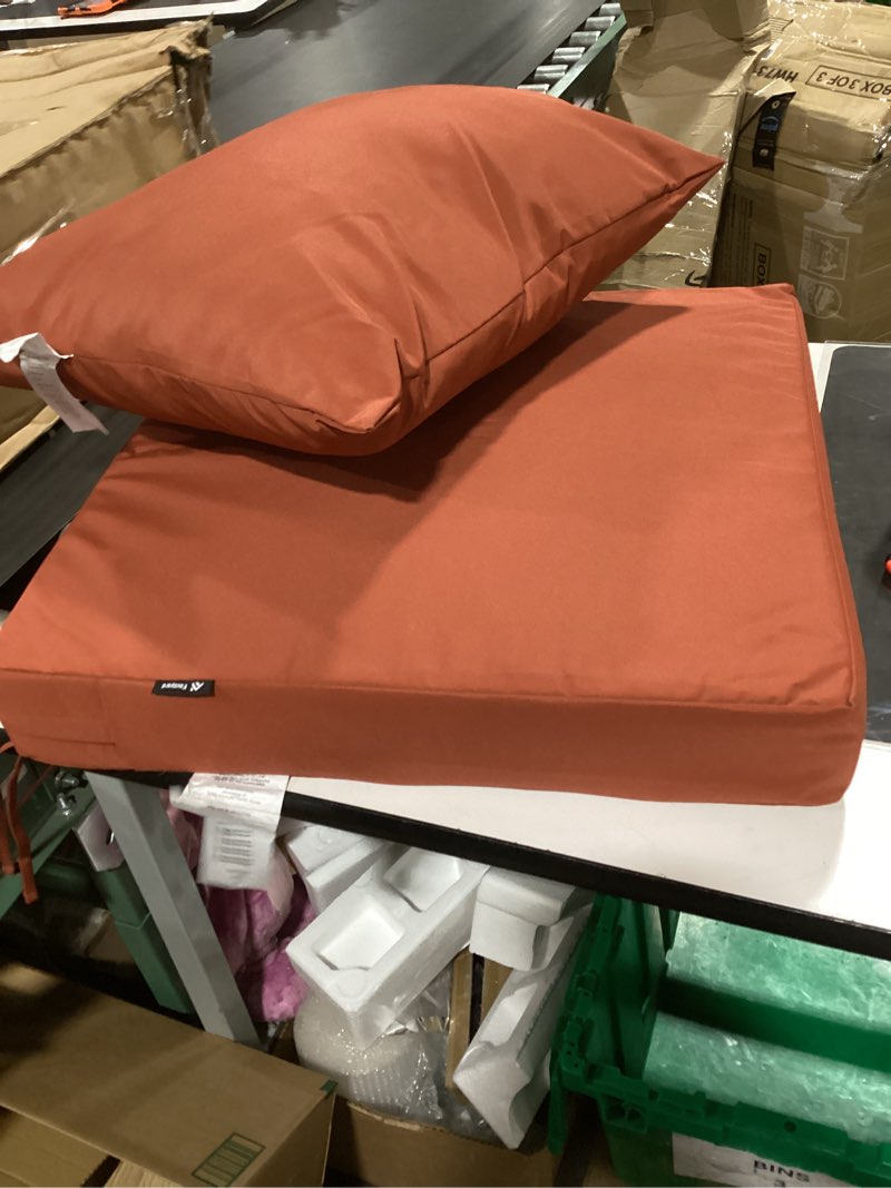 Condition photo showing Good Condition for favoyard outdoor seat cushion set 22 x 24 inch waterproof & fade resistant patio furniture cushions with removable cover deep seat & back cushion with handle and adjustable straps for chair sofa couch spice 22 x 24 inch