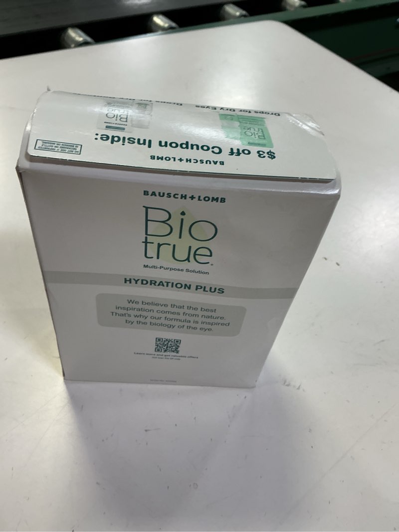 Condition photo showing New/Like New for Biotrue Hydration Plus Contact Lens Solution with Lens Case, Multi-Purpose Solution for Soft Lenses, Hydrates with Hyaluronan, Cleans, Clears, and Disinfects for All-Day Comfort, 10 Fl Oz (Pack of 2)