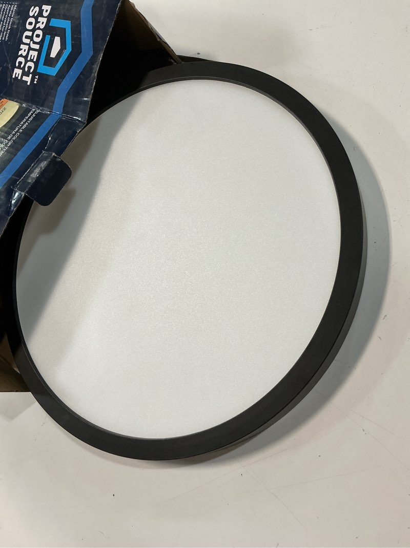 Condition photo showing As Is for  project source edge light 15-in black outdoor 1 -light led tunable white flush mount light with