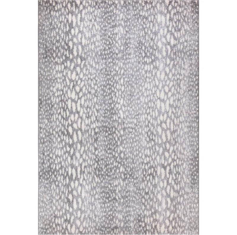 Javanna Animal Print Machine Made Polypropylene Area Rug in Gray/White Rug Size: Rectangle 4' x 6'