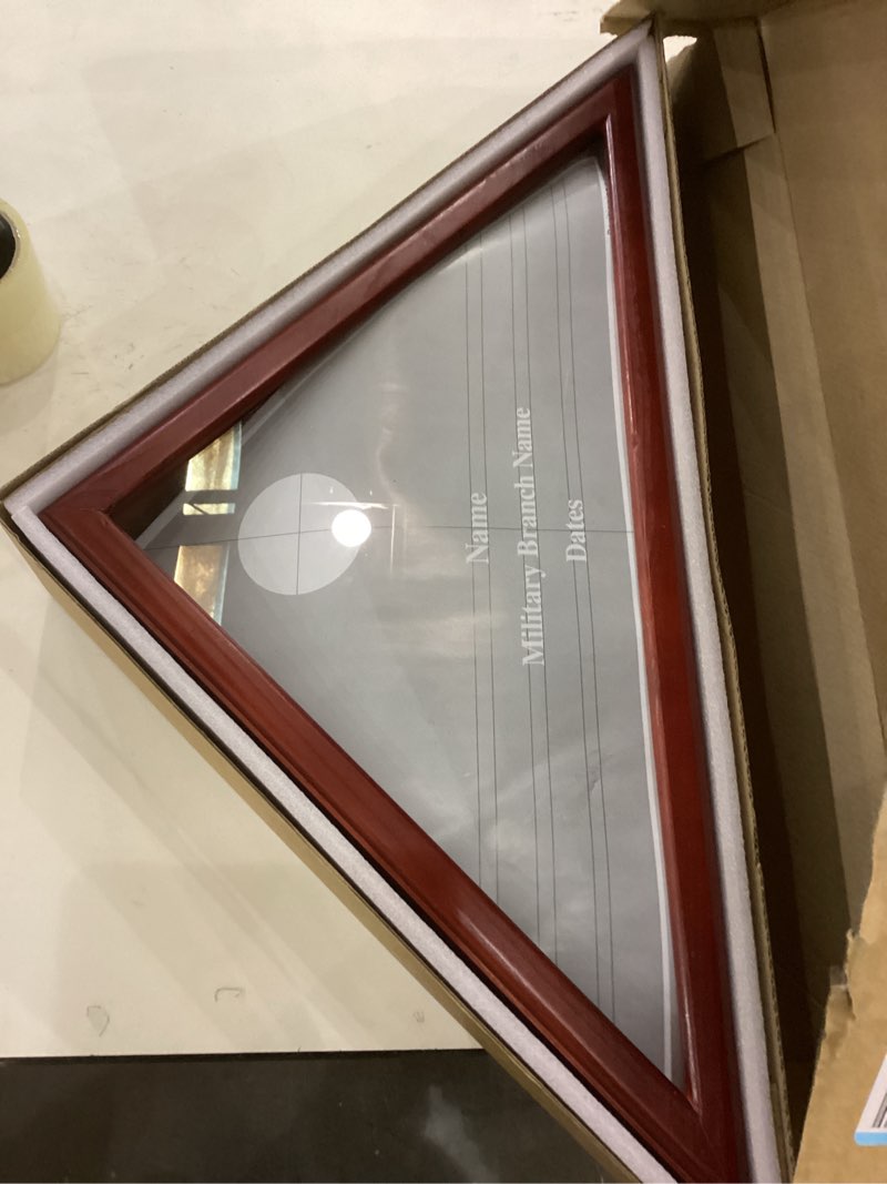 Condition photo showing New/Like New for DIY Flag Display Case for 5*9.5’ Folded Burial Flag, Tempered Glass Front Military Shadow Box, Solid Wood Memorial Flag Frame Display case for American Veteran, Custom Letters and Logos