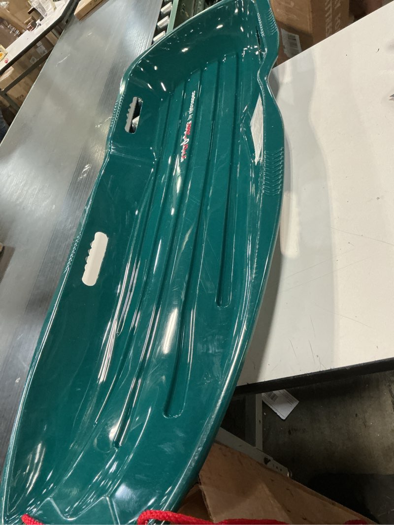 Condition photo showing Good Condition for retrospec retrorider plastic snow sled – toboggan style with pull rope, cold-resistant coating, and hard bottom for smooth downhill rides – available in 35\" and 48\" sizes for kids and adults