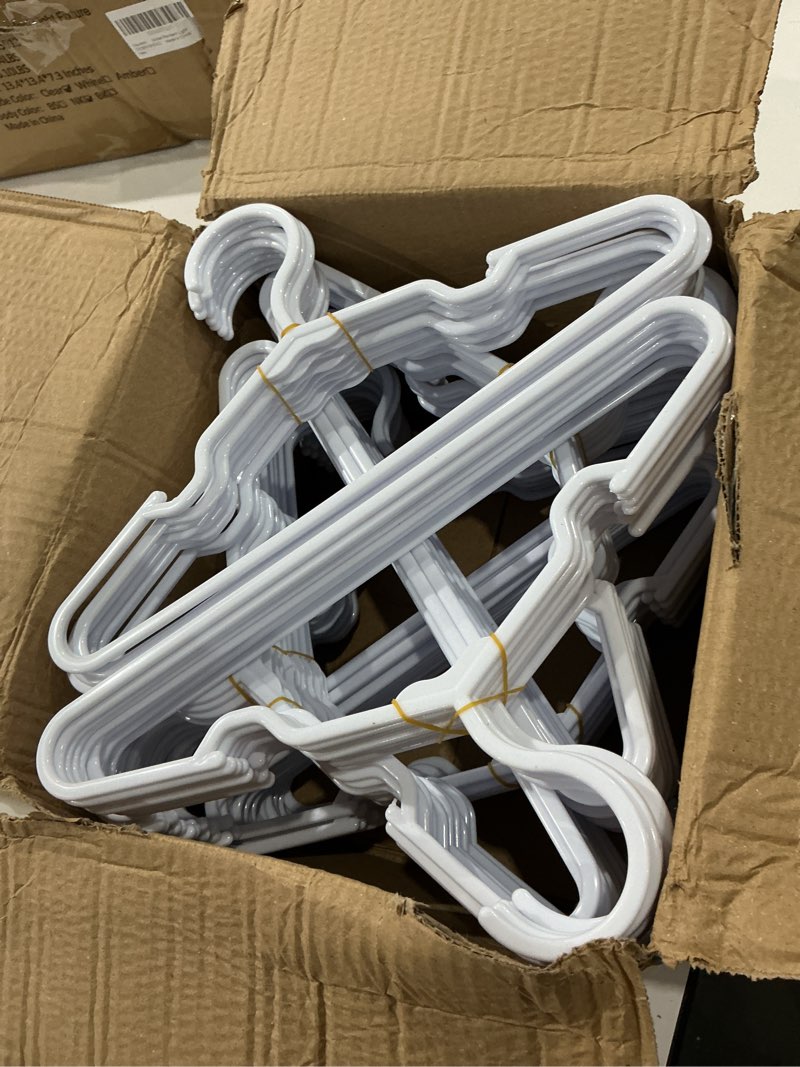 Condition photo showing Good Condition for 100 pcs white baby nursery closet hangers,non-slip laundry infant pant hanger for newborn clothes,ultra-thin child coat hanger for girl boy toddler kids white 100