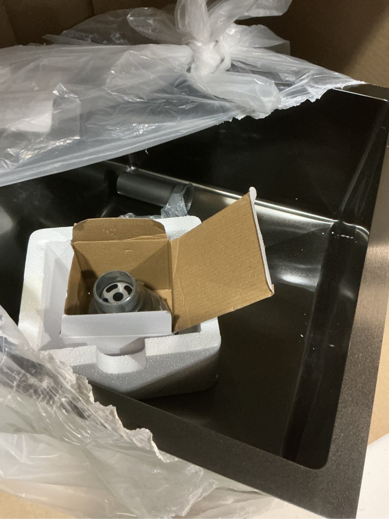 Condition photo showing Good Condition for vccucine 18x18 inch gunmetal black bar sink drop in,18 inch topmount rv small kitchen sink, handmade stainless steel wet bar sink, outdoor single bowl prep sink with drain