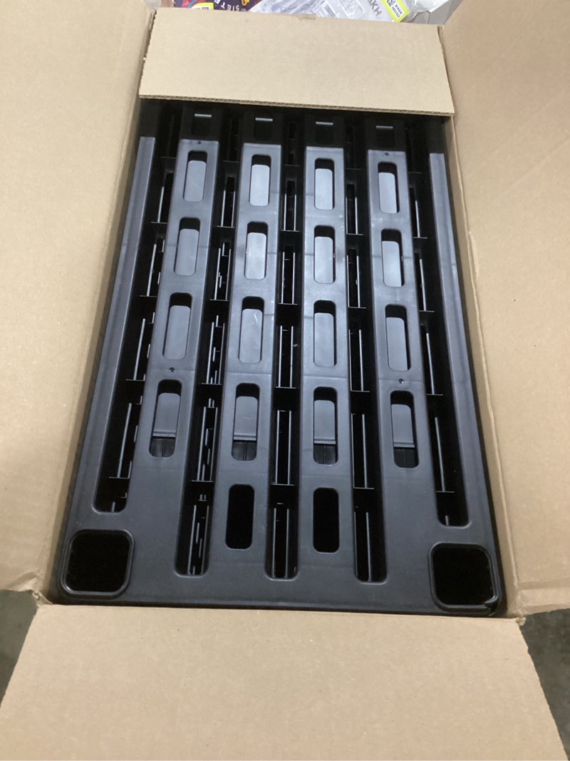 Condition photo showing Good Condition for IRIS USA 4-Shelf Light Duty Plastic Storage Shelves, 200lb Capacity, 48" H x 24" W x 12" D, Medium Modular Shelving Unit Storage Organizer for Bathroom, Laundry, Garage & Home, Storage Rack - Black 4-Tier