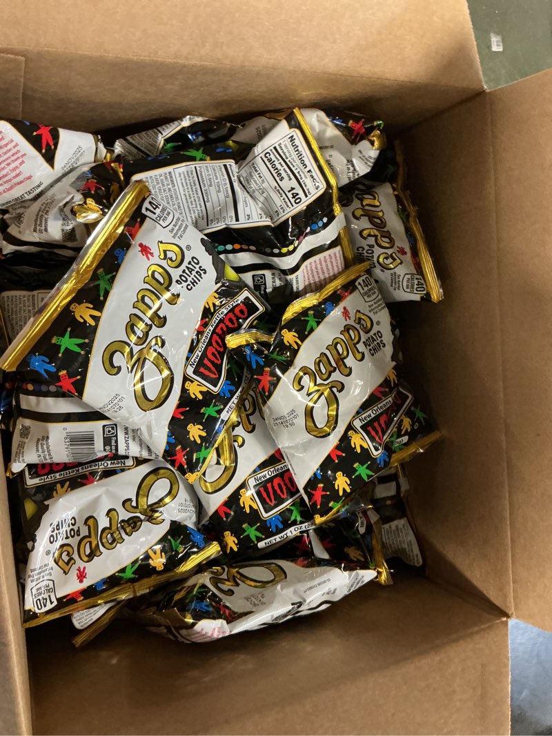 Condition photo showing Good Condition for  24nov2025 Zapp's New Orleans Voodoo Potato Chips, 42 Count - Crunchy, Gluten Free Snack with Salt, Vinegar, and Smoky BBQ Flavors Voodoo 1 Ounce (Pack of 42)