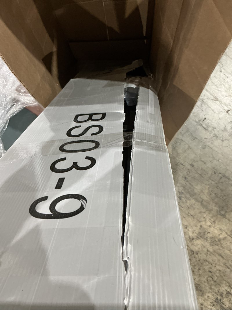 Condition photo showing As Is for full size box spring bed base 9 inch, 3000lbs heavy duty box spring full metal mattress foundation with fabric cover, tool-free easy assembly, noise free 9 inch high full