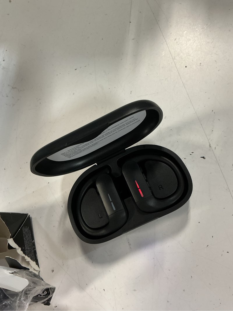 Condition photo showing As Is for sport wireless earbuds bluetooth 5.3, headphones built-in mic in ear sports headset with earhooks charging case for sports ,running, gym, exercise