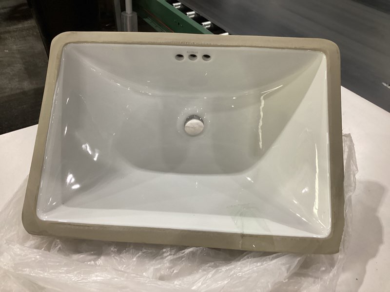 Condition photo showing Good Condition for kraus elavo 21-inch rectangular undermount white porcelain ceramic bathroom sink with overflow, kcu-241
