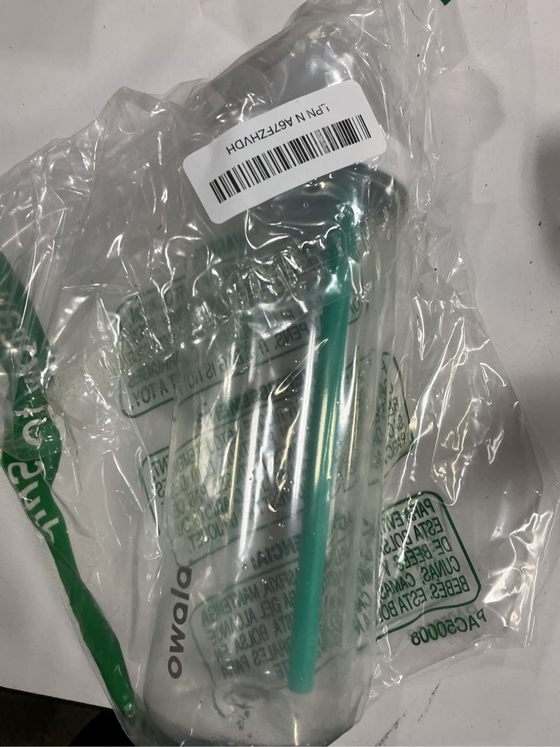 Condition photo showing As Is for Owala FreeSip Clear Tritan Plastic Water Bottle with Straw, BPA-Free Sports Water Bottle, Great for Travel, 25 Oz, Shy Marshmallow Shy Marshmallow Water Bottle