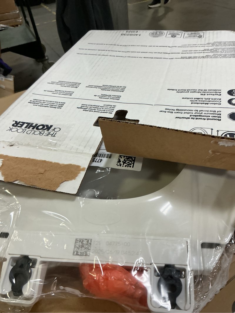 Condition photo showing Good Condition for kohler k-4775-0 brevia round toilet seat with quick-release hinges and quick-attach hardware for easy clean, white round white