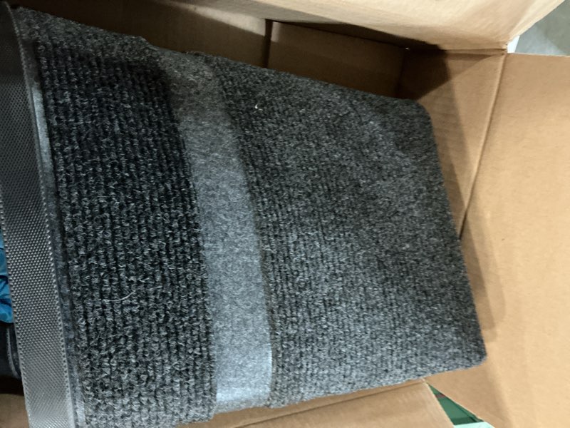 Condition photo showing As Is for OLANLY Half Circle Door Mat Indoor Outdoor Entrance Welcome, Waterproof All-Season, All-Weather Doormat, Sturdy Natural Rubber, Low Profile, Easy Clean Patio Porch Entryway Mat, 47x32, Grey Grey Classic Border Semicircular 47" x 32"