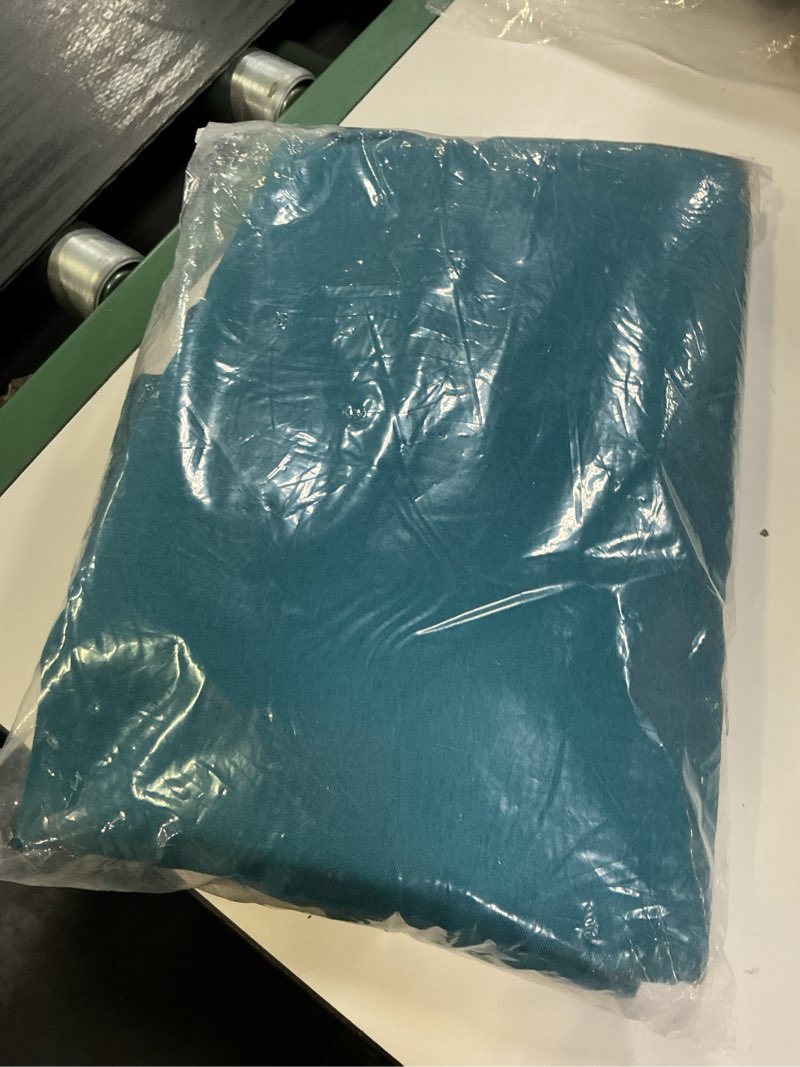 Condition photo showing New/Like New for 2 pack waterproof rectangle tablecloth, 60x102 inch, stain resistant and wrinkle polyester table cloth, fabric table cover for kitchen dining, wedding, party, holiday dinner-peacock blue