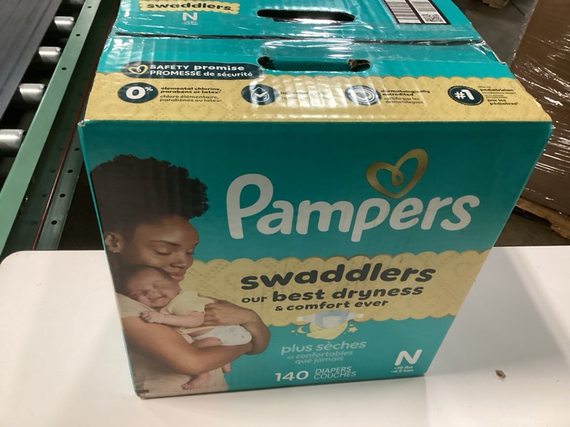 Condition photo showing New/Like New for pampers swaddlers diapers, size 0 (up to 10 lbs), 140 count, absorbent, keeps baby dry and comfortable, skin safe disposable baby diaper (packaging may vary) newborn 140