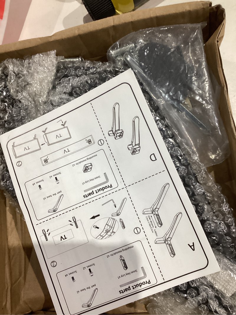 Condition photo showing New/Like New for Small Tv Stand, 1 Set Iron Universal TV Stand -Tabletop TV Base with LED TV Bracket and Support 9.44X5.9X1.18 inch Mounts for TVs Up 32 to 55inch