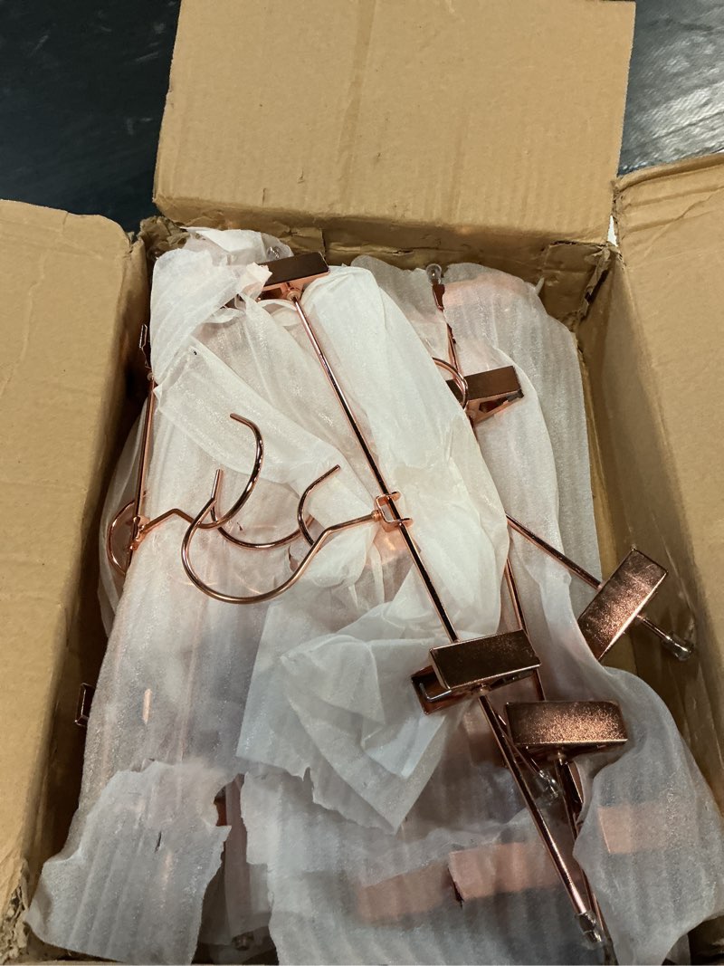 Condition photo showing Good Condition for rose gold metal wire clips pants bottom clothes hangers, 30 pack heavy duty trousers with adjustable clips,13.8" space saving for legging garment jeans