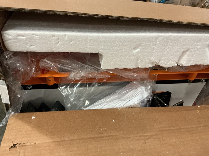 Condition photo showing As Is for powertec flip top tool stand with caster wheels - mobile workbench with 300lb capacity, for benchtop power tools, heavy duty (ut1012)