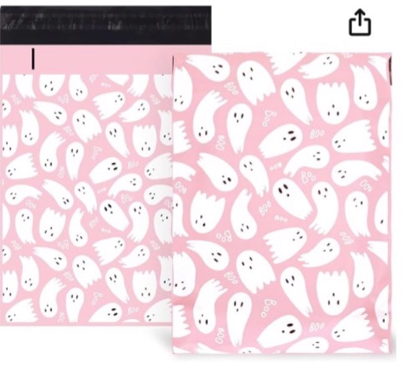  100Pcs Halloween Poly Mailers 10 x 13 Inch Pink Ghost Packaging Bags Self Seal Mailing Envelope Bags for Small Business Clothing Gift