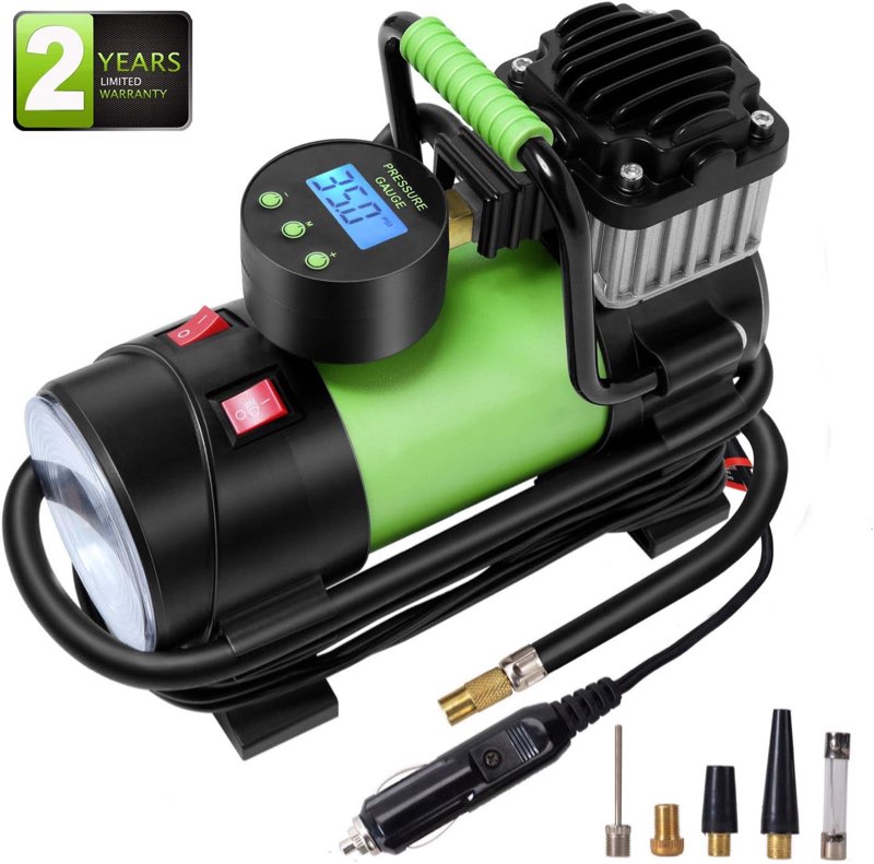 Azoran Elite Digital Tire Inflator - 12-Volt Portable Auto Air Compressor with Work Light and Precis