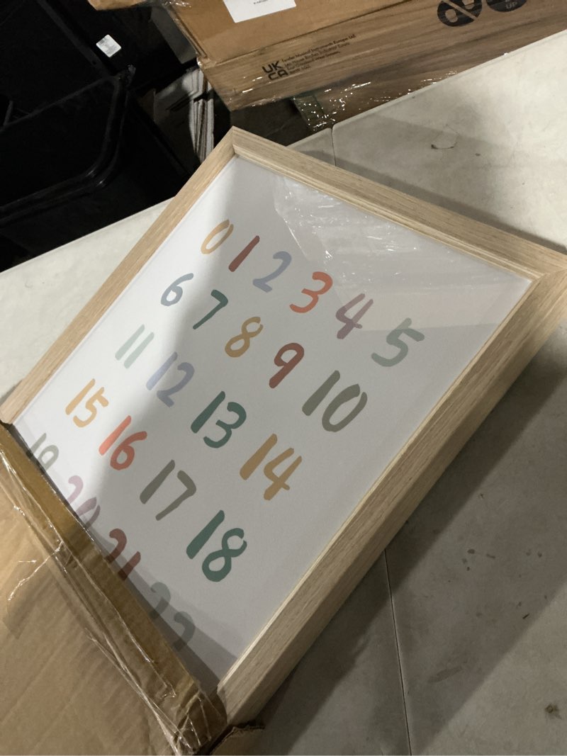 Condition photo showing Good Condition for Kids Playroom Wall Art Decor Nursery ABC Alphabet Poster Play Room Canvas Wall Decor Toddler Childrens Educational Artwork Numbers Shapes Prints ABC Picture for Playroom 16x24 Inch Framed Set of 3 16x24 Inch Framed ABC Shapes Prints