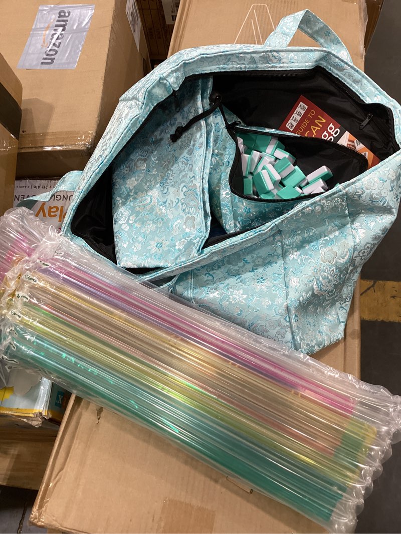 Condition photo showing Good Condition for tiasusan american mahjong game set, 166 light green tiles, blue bag with entire accessories, 4 all-in-one rack/pushers, mahjong tiles set