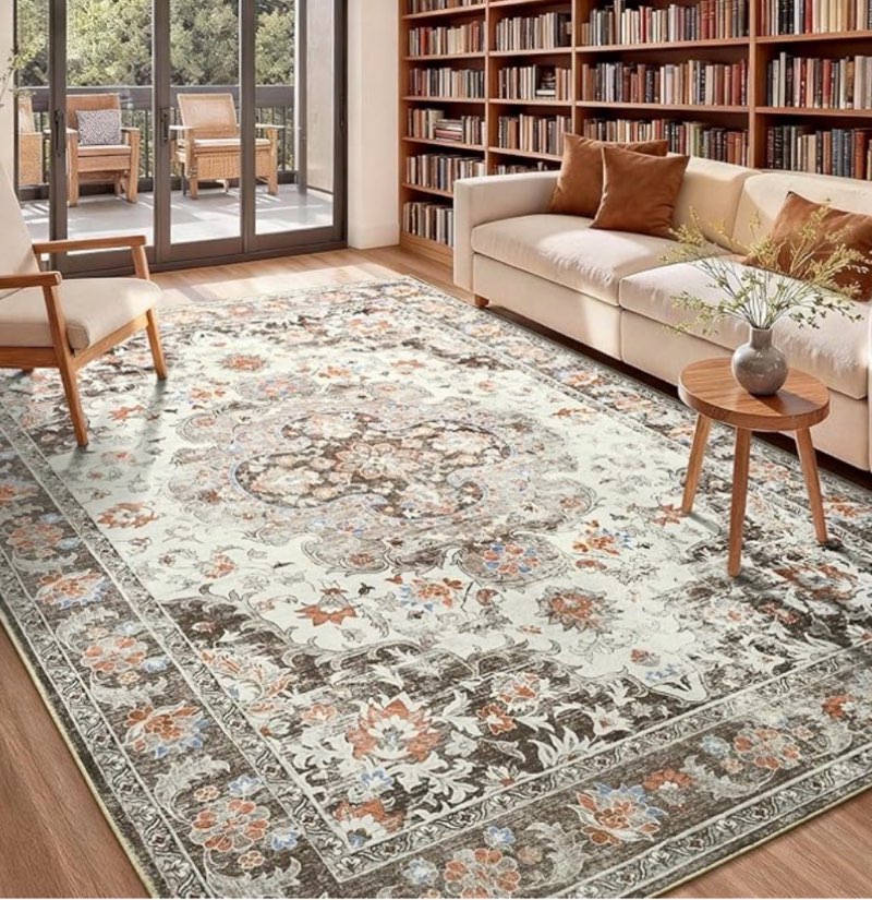 4x6 area rug for living room - machine washable rugs with non-slip backing large bedroom carpet dist