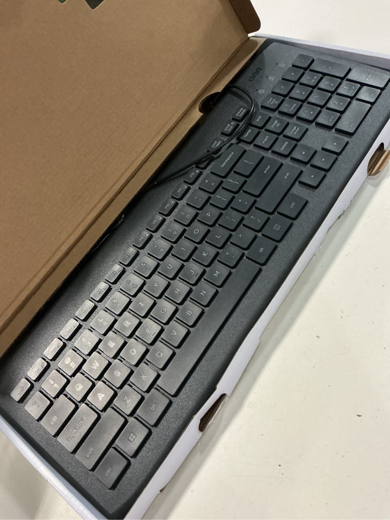 Condition photo showing Good Condition for onn usb computer keyboard with 104-keys, 5 ft cable, windows and mac compatible, gray