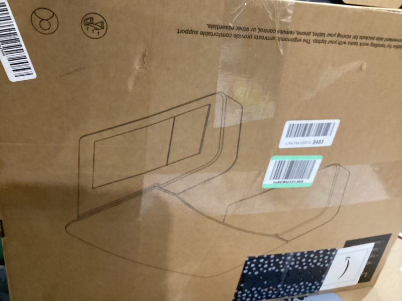 Condition photo showing New/Like New for optixcell reading pillow for gaming with ergonomic arm rests, wooden lap desk for laptop, support pillow with side pockets for reading, writing, working, gaming on bed, couch or floor (gray, large)