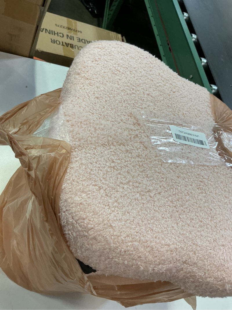 Condition photo showing As Is for caipinful flower petal storage ottoman, boucle faux teddy folding foot rest stool, 12.6 inch soft pa