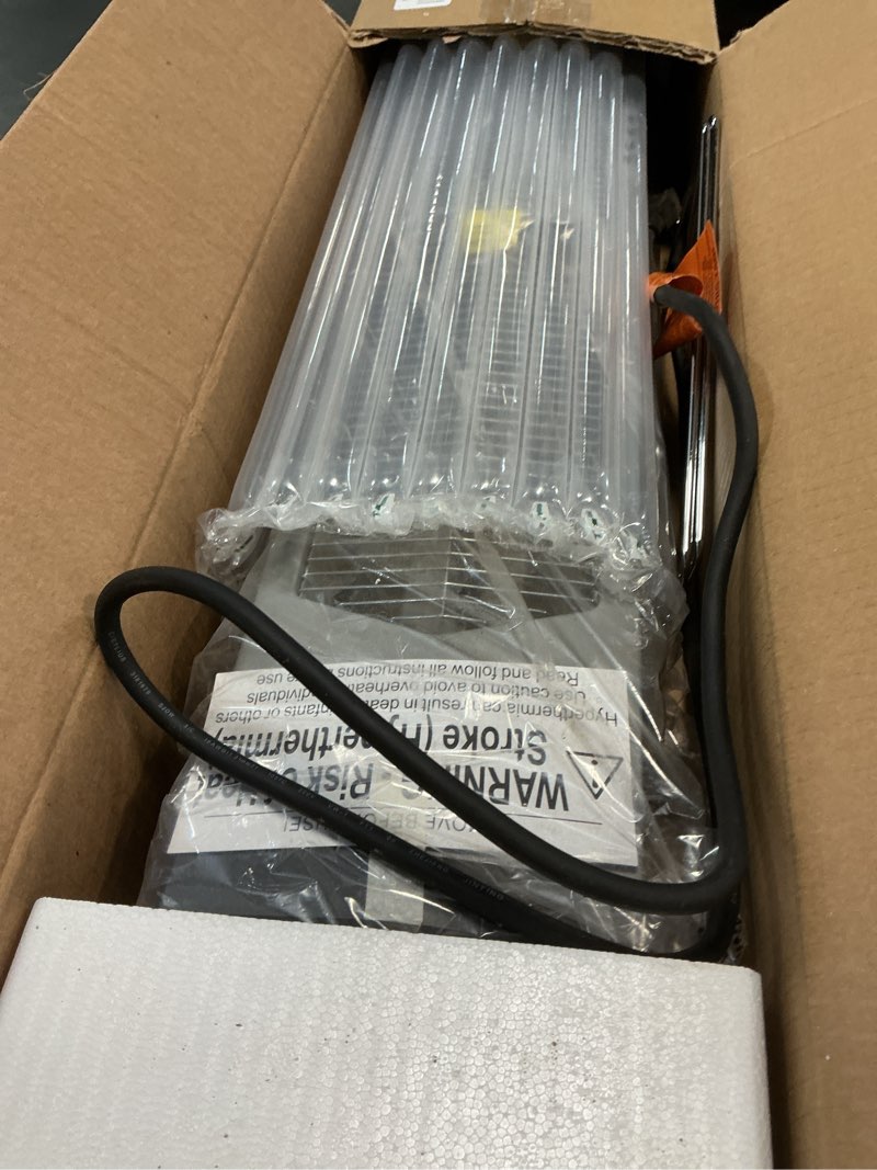 Condition photo showing Good Condition for AKIRES 37IN Outdoor Patio Heater,Portable Space Radiant Tower Heaters With IP54 Waterproof,12H Timer,Large Room Heater for Garage Backyard Porch Balcony Shop Patio,Matte Silver