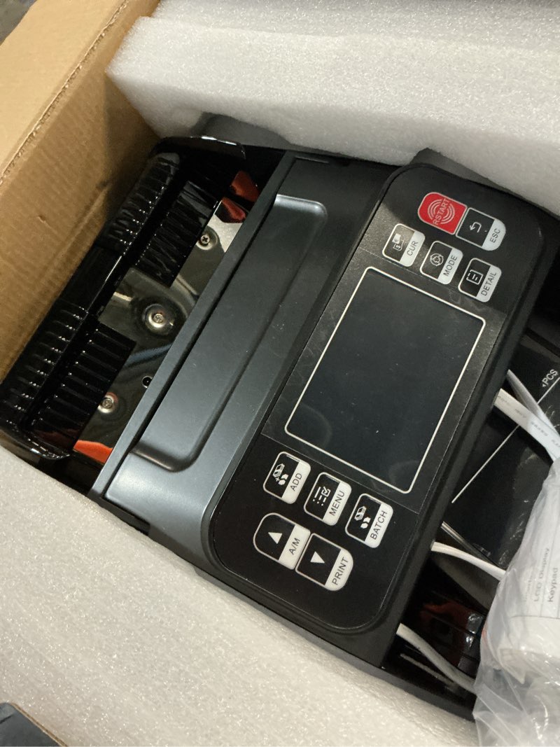 Condition photo showing Good Condition for aneken n60 mixed denomination money counter machine, value counting, uv/mg/ir/dd counterfeit detection, 3.5" tft display cash counting machine, printer enabled bill counter for business pro