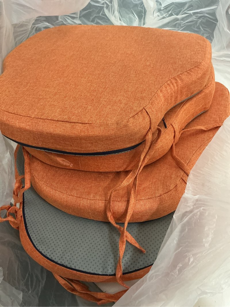 Condition photo showing Good Condition for 4 pack orange winsor chair cushions with ties, dining kitchen chair seat pads non slip removable washable cover 17"x16" orange 4