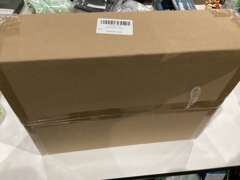 Condition photo showing Good Condition for Adjustable Metal Dog Car Barrier, Universal Pet Divider with Steel Frame for SUV Truck Sedan & MPV, Car Dog Barrier & Back Seat Cargo Gate, Movable Panel Fits Seat Recline