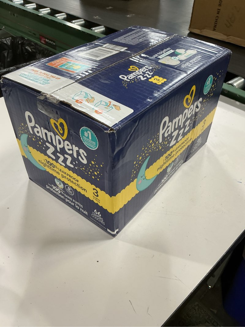 Condition photo showing New/Like New for pampers zzz overnight diapers, size 3 (16-28 lbs), 66 count, nighttime protection disposable baby diaper, night time leak and skin protection size 3 66