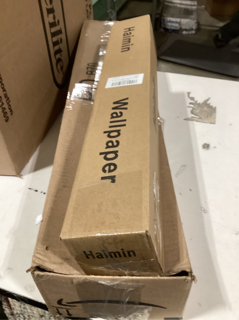 Condition photo showing New/Like New for Haimin Grasscloth Wallpaper Peel and Stick 20.9in X 393in Fabric Contact Paper Wall Paper Textured Wallpaper Horizontal Stripes Look Self-Adhesive Thick Vinyl Embossed (Dark Brown)