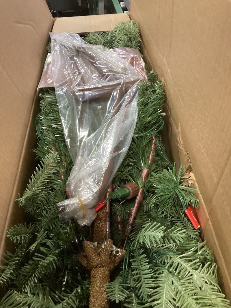 Condition photo showing New/Like New for 7FT Pre-lit Christmas Tree Fir with Remote Control, 650 Warm White Multi-Color Lights, Hinged/Feel Real/Realistic for Home, Holiday Decoration Dual Color LED Artificial Xmas Tree 7 Feet PE Color+Cleae Lights 7ft