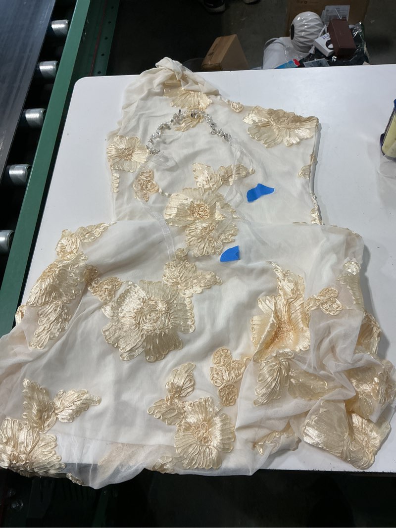 Condition photo showing As Is for caracilia womens one shoulder wedding guest dress apricot medium