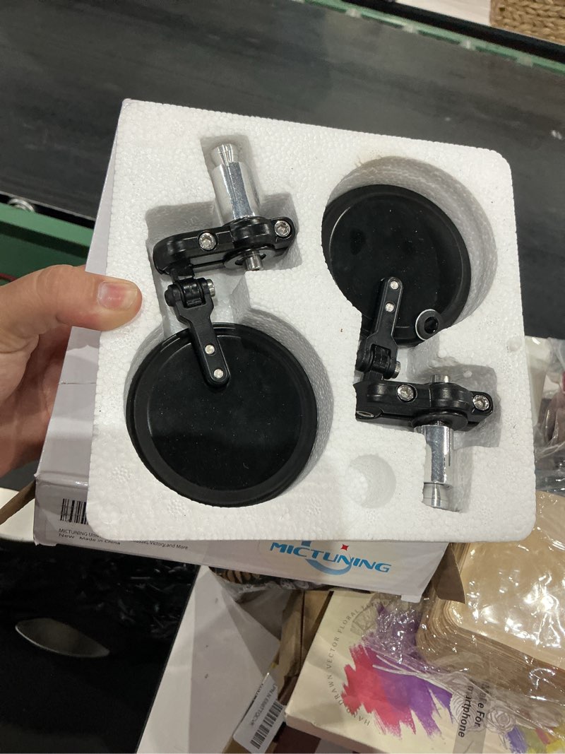 Condition photo showing Good Condition for mictuning universal motorcycle mirrors, 7/8" (22mm) round folding bar end side mirror convex rear view mirrors compatible with honda, scooter, suzuki, yamaha, kawasaki, victory and more black