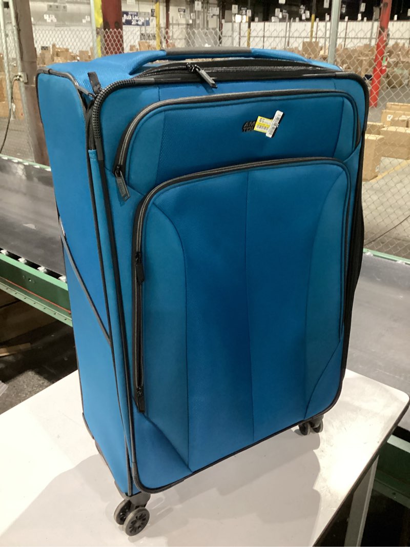 Condition photo showing Good Condition for american tourister phenom softside medium checked spinner wheels suitcase - blue