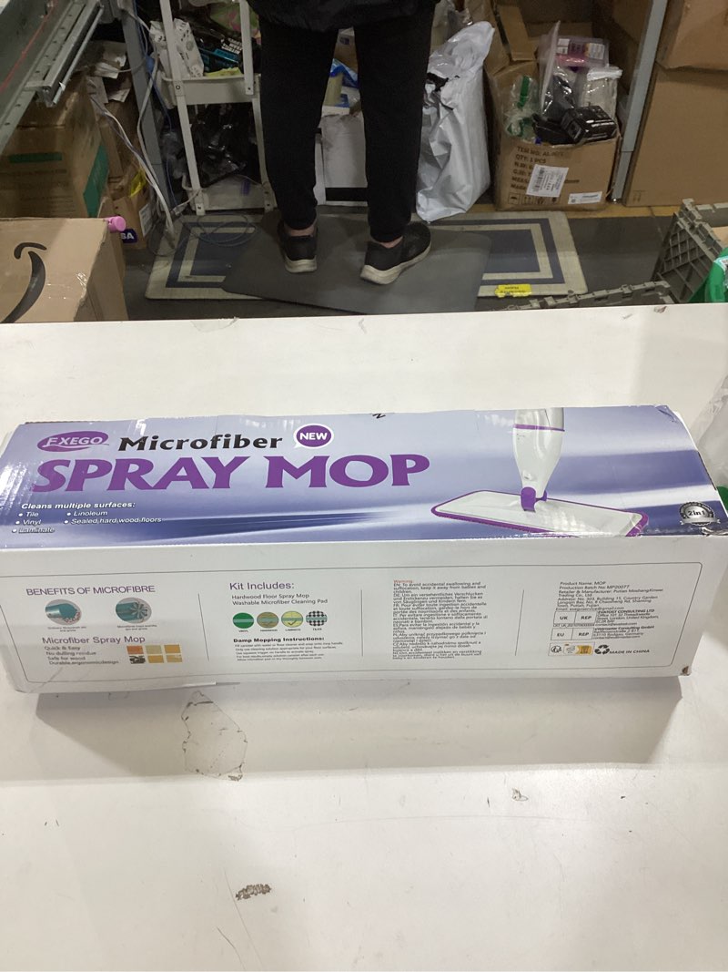 Condition photo showing Good Condition for Spray Mops for Hardwood Floor Cleaning: EXEGO Wet Mops with 5 Microfiber Refillable Pads for Swiffer Powermop - Floor Mop with Sprayer Dust Dry Mopping Tools for Tile Wood Laminate Vinyl Marble Purple