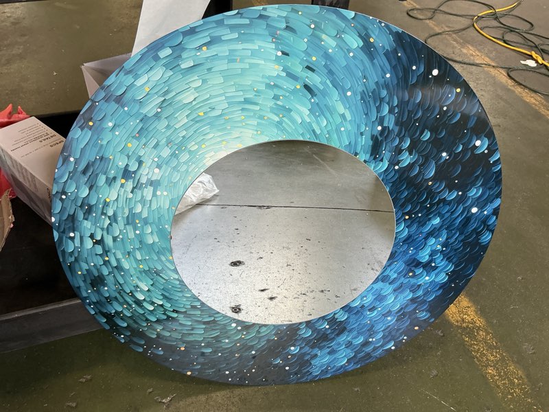 Blue Swirl Wave Spiral V - Abstract Spirals Flound Mirror Wall Deep