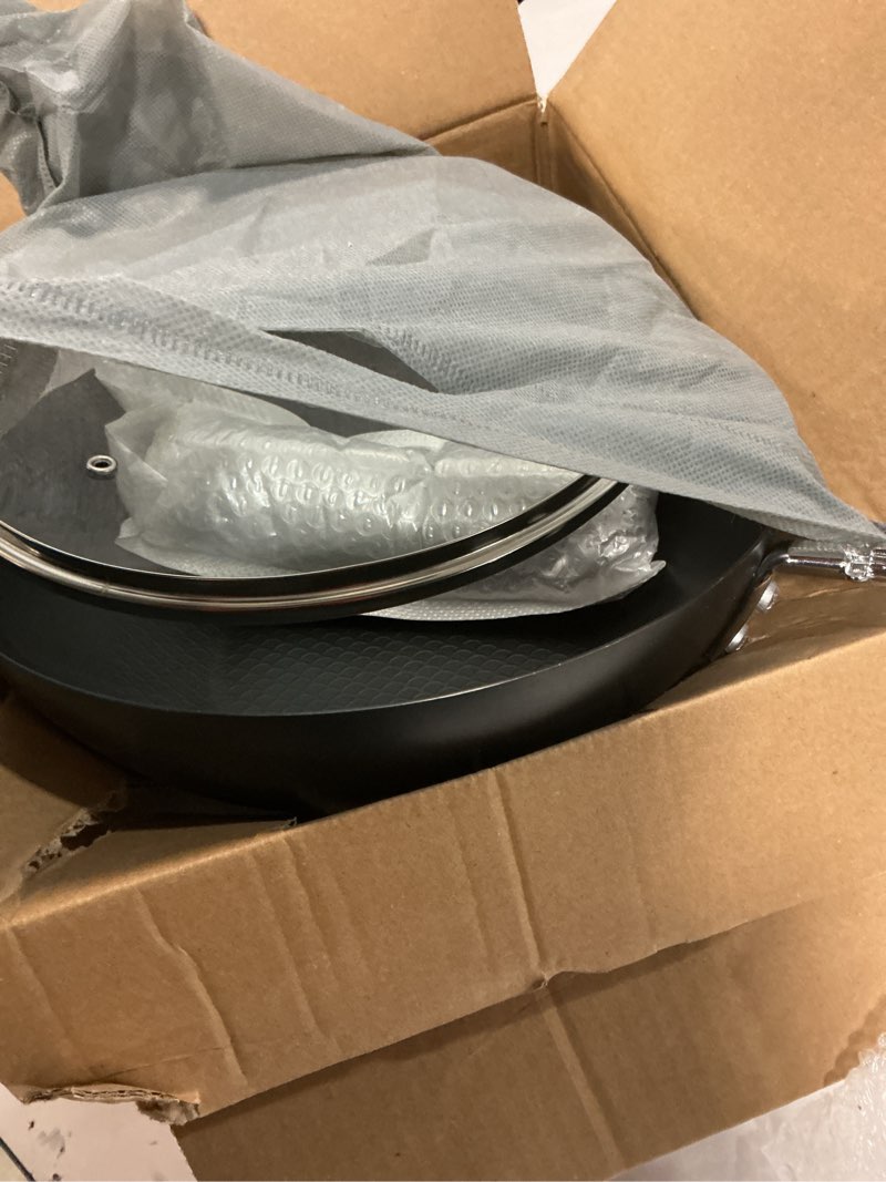 Condition photo showing New/Like New for carbon steel wok pan, 9.5" authentic chinese stir-fry pans set with glass lid, 1.65lb lightweight flat bottom small wok for 1-2 servings 2 pcs set